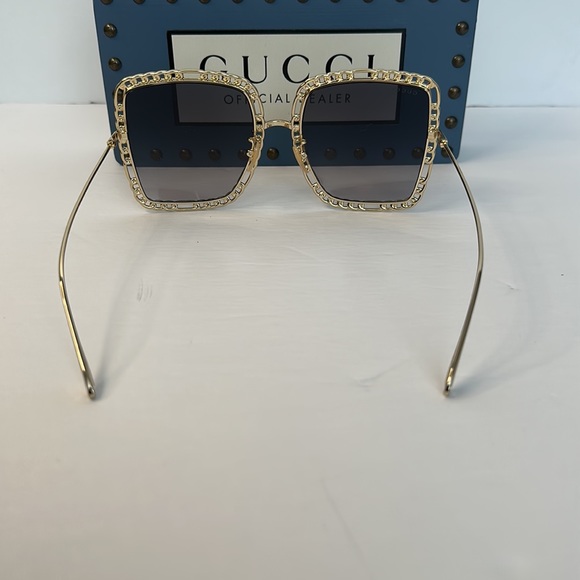 💯 - New Authentic GUCCI Oversized Square Chain Sunglasses Women's GG1033S 002 - Picture 10 of 17